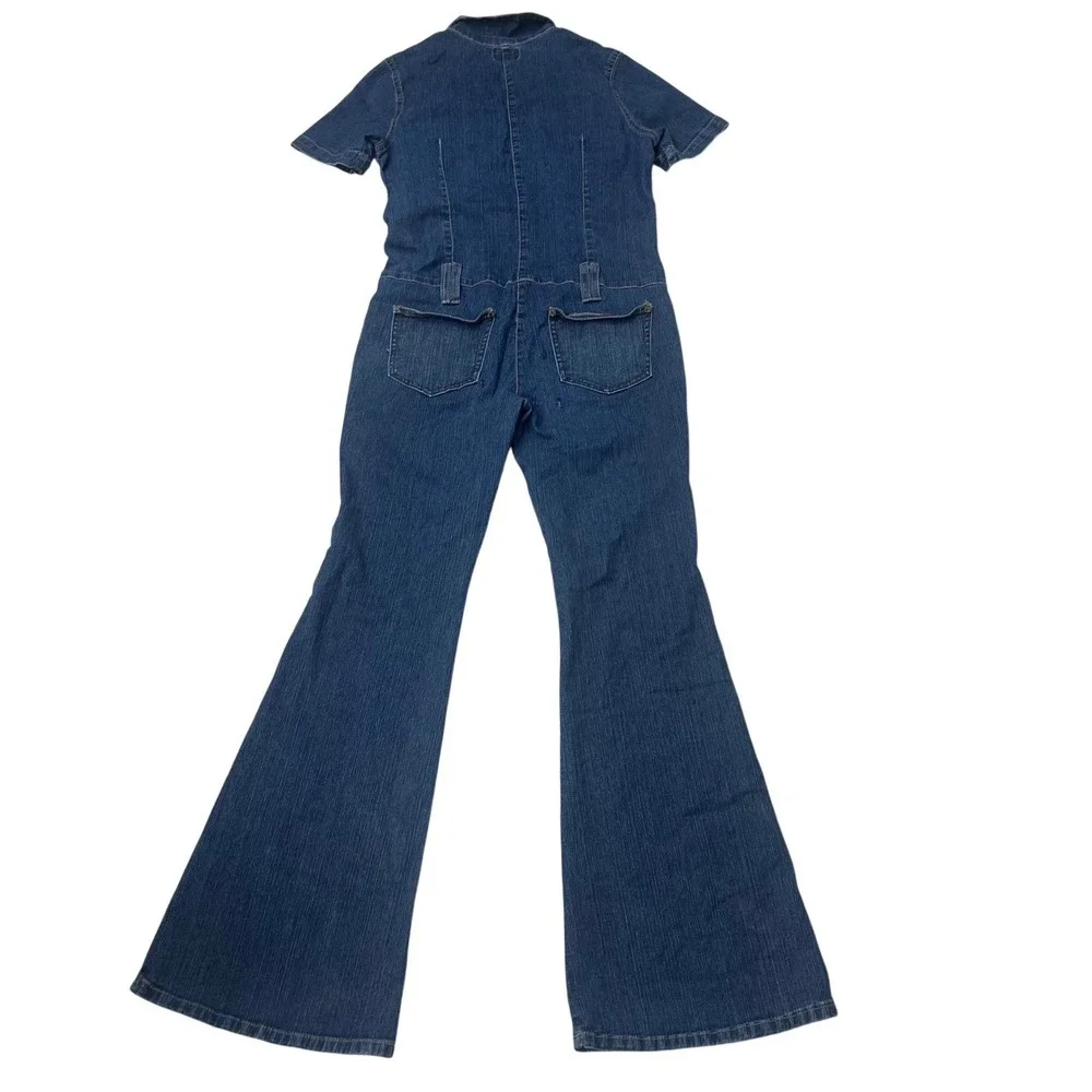 Agua benditA Womens Denim Bell Bottom Jumpsuit  Full Length Sz M-LG? Has repairs